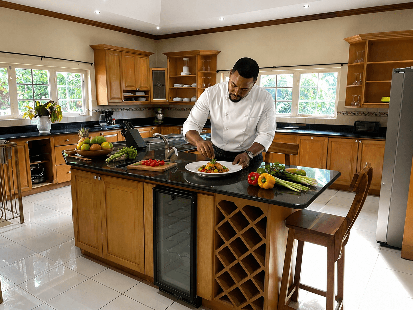 Chef preparing a meal in the Sweet Dreams kitchen