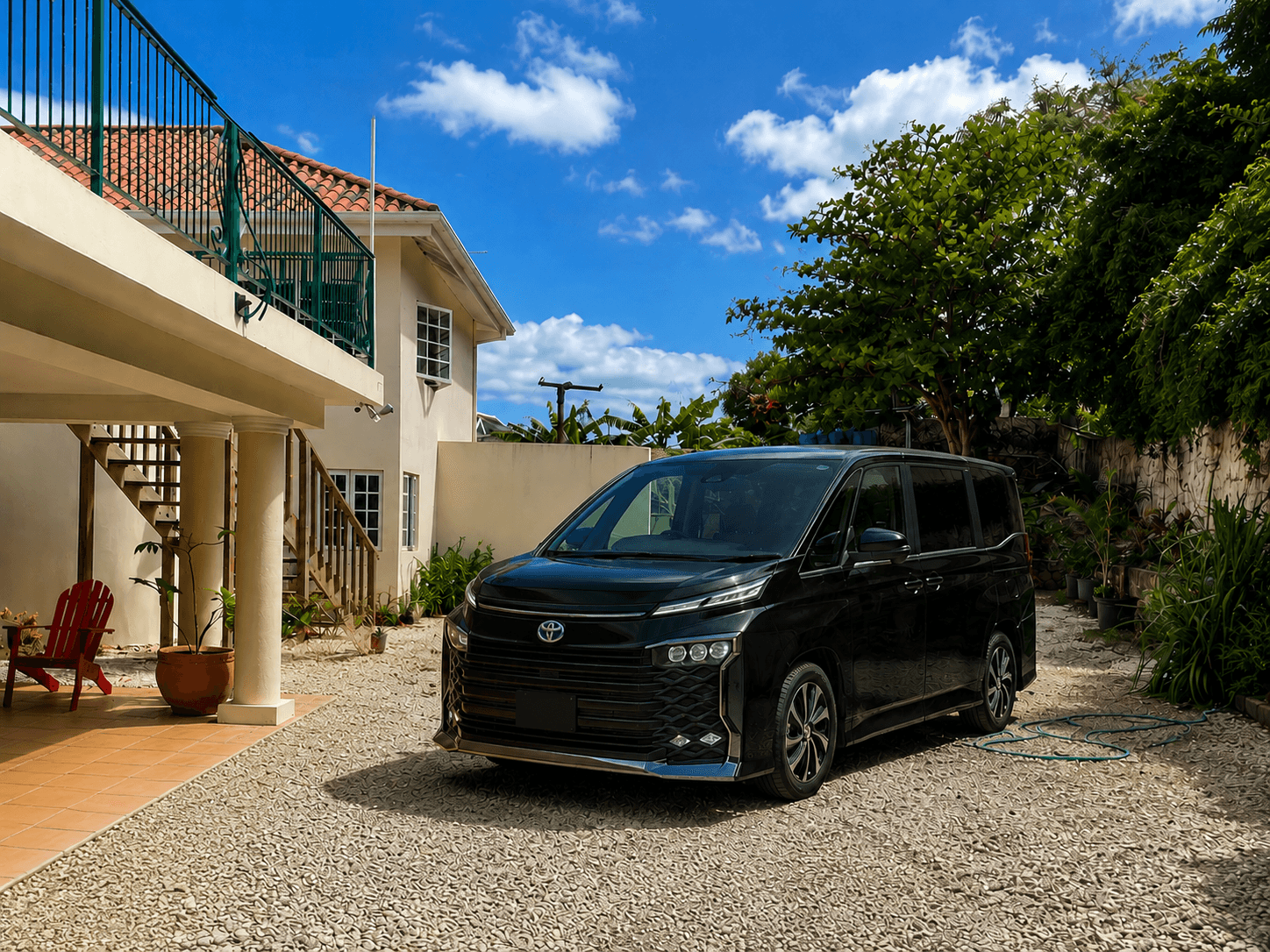 Sweet Dreams transfer vehicle outside the villa